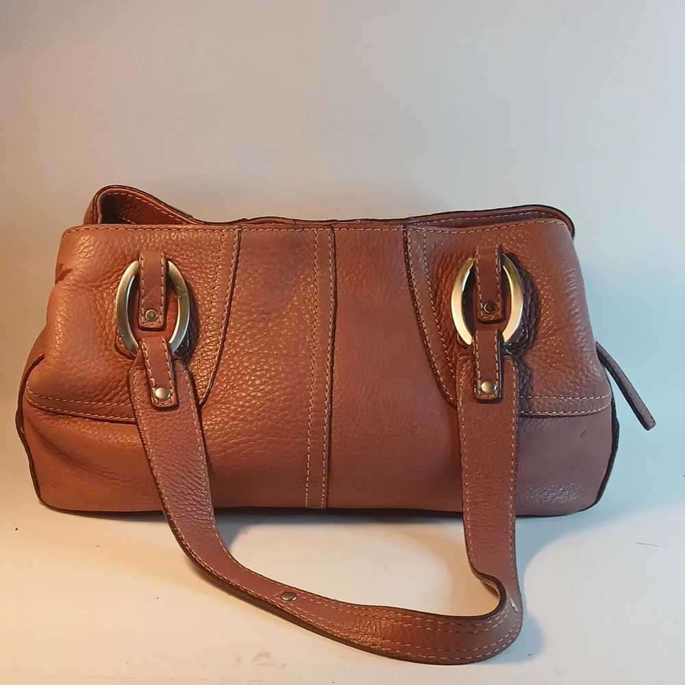 Vintage Fossil Pink Pebbled Leather Satchel Shoulder Bag Silver Hardware